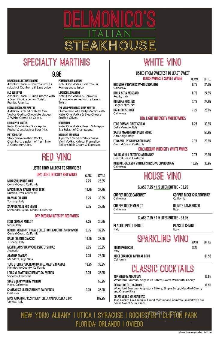 Delmonico's Italian Steakhouse - Utica, NY menu_pic