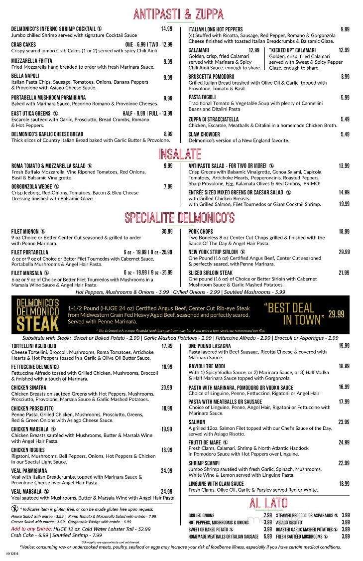 Delmonico's Italian Steakhouse - Utica, NY menu_pic