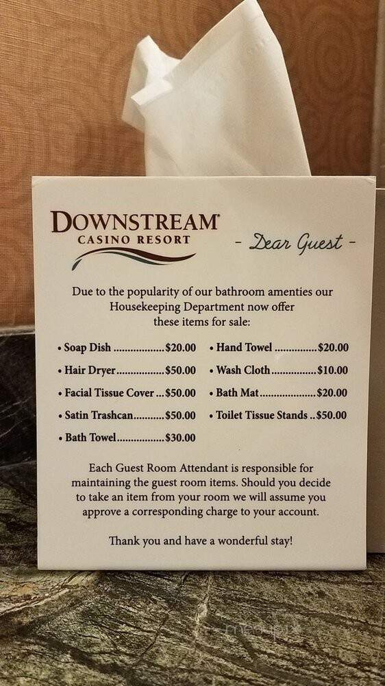 Downstream Casino and Resort - Quapaw, OK menu_pic