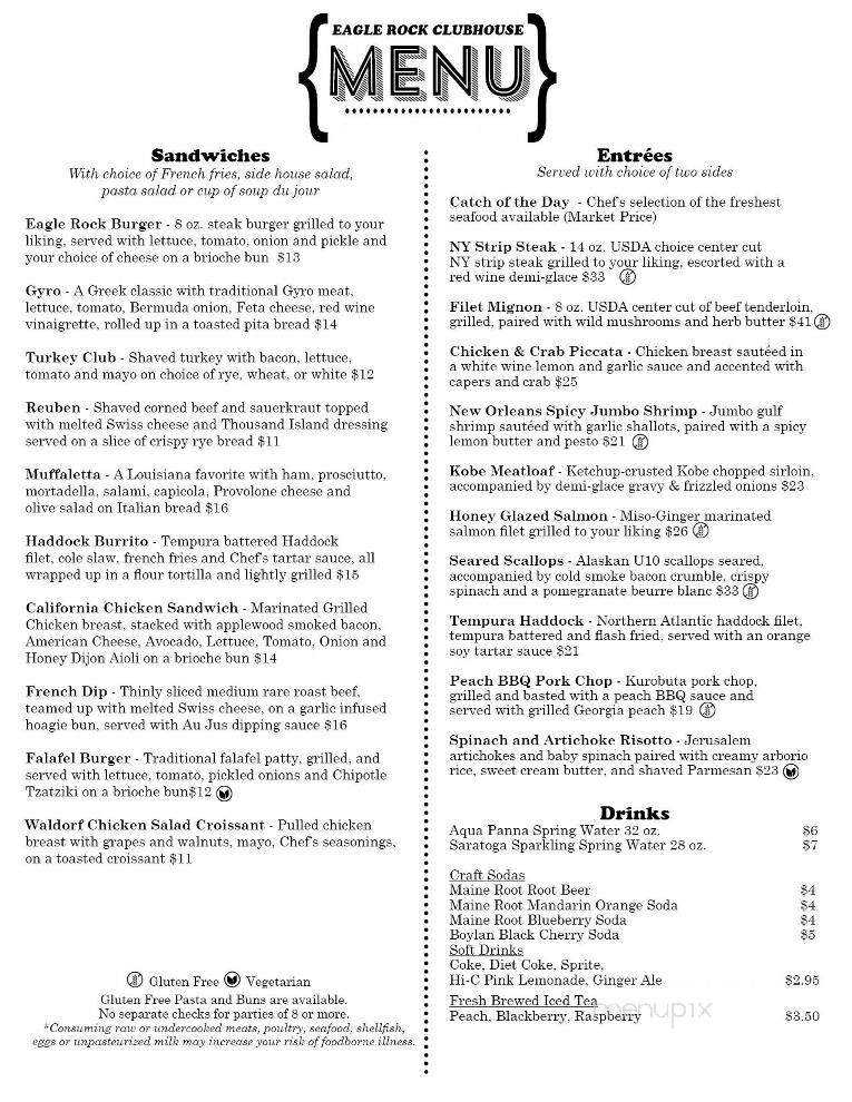 Eagle Rock Resort Club House - Hazleton, PA menu_pic