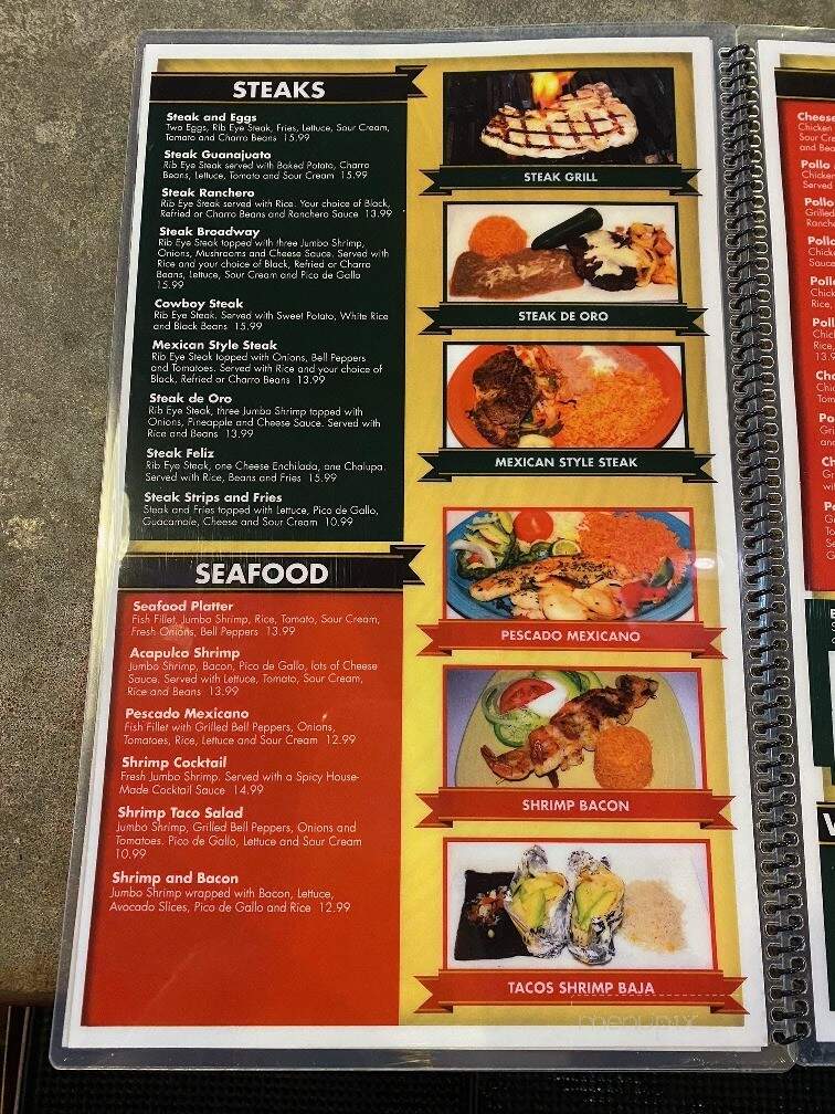 El Caballo de Oro - Pittsburg, KS menu_pic
