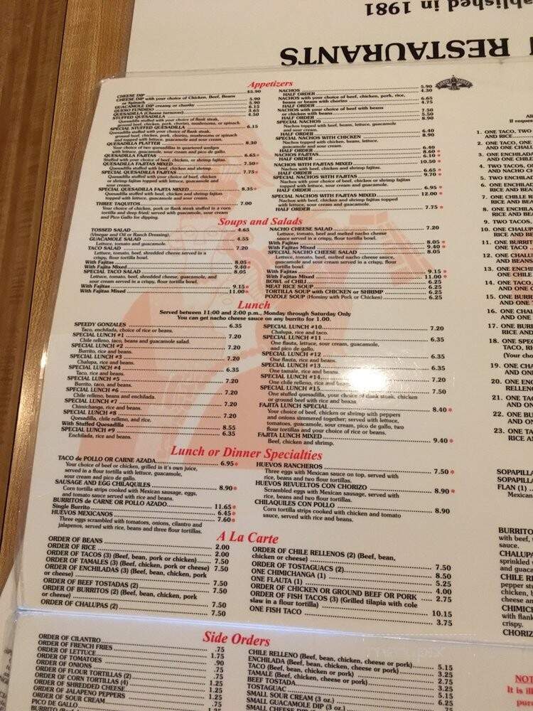 El Torero Mexican Restaurant - Stone Mountain, GA menu_pic