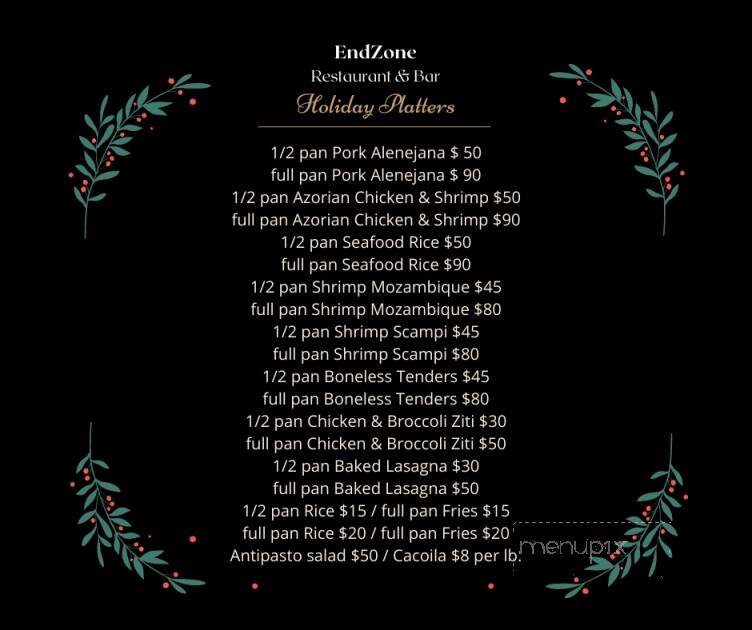 End Zone Sports Pub - New Bedford, MA menu_pic