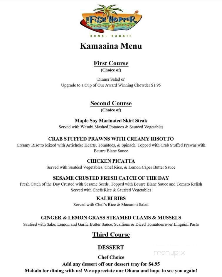 Fish Hopper - Kailua Kona, HI menu_pic