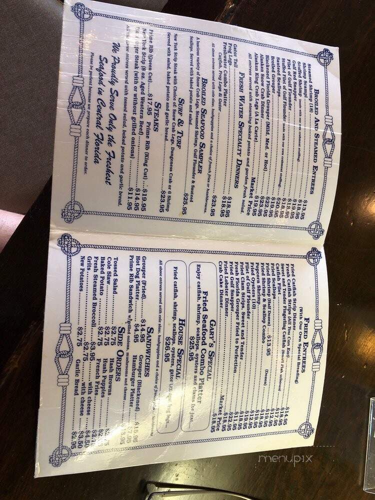 Gary's Oyster Bar & Seafood - Lake Alfred, FL menu_pic