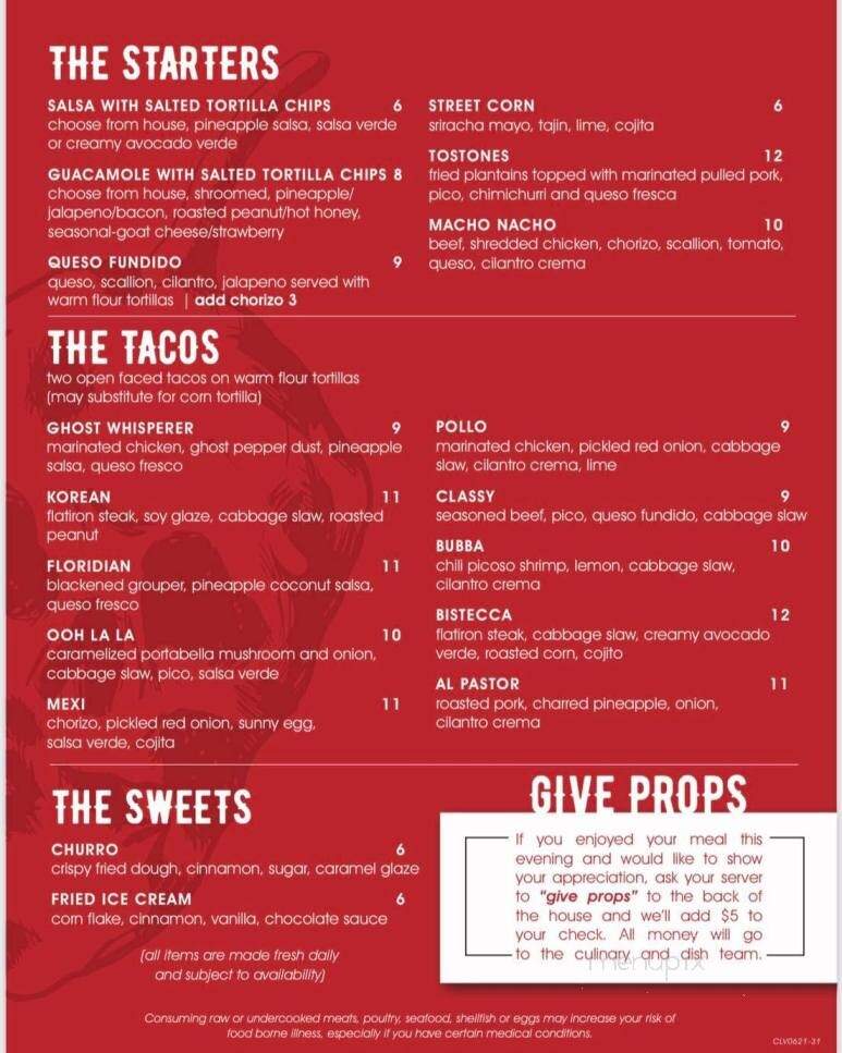 Ghost Pepper Taqueria & Tequila - Berea, OH menu_pic