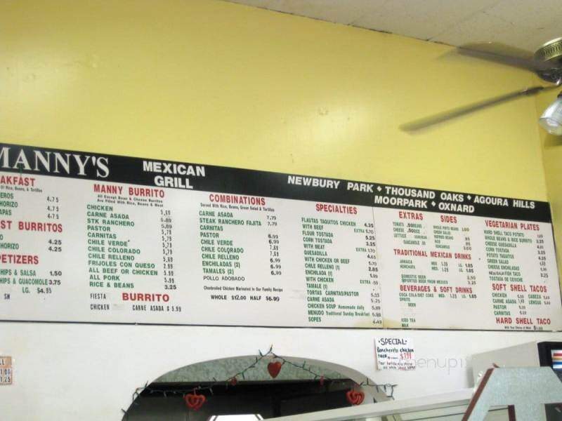 Manny's Mexican Grill - Thousand Oaks, CA menu_pic