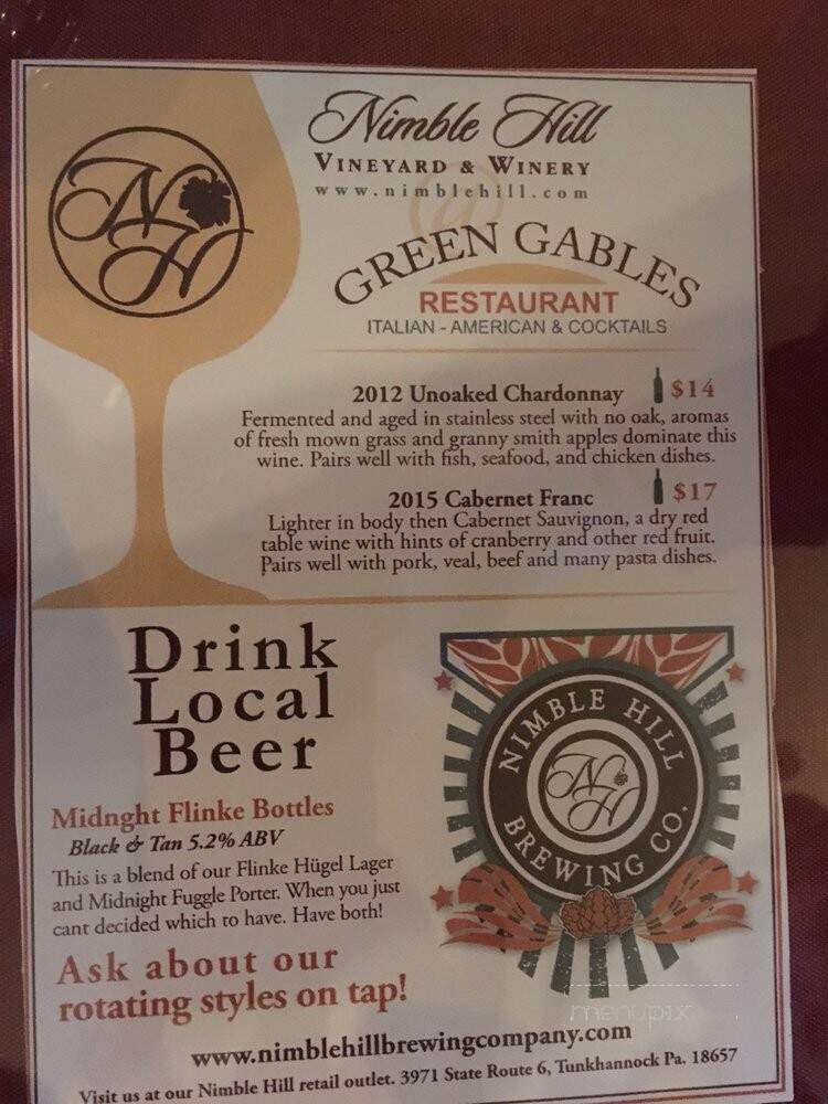 Green Gables - New Milford, PA menu_pic