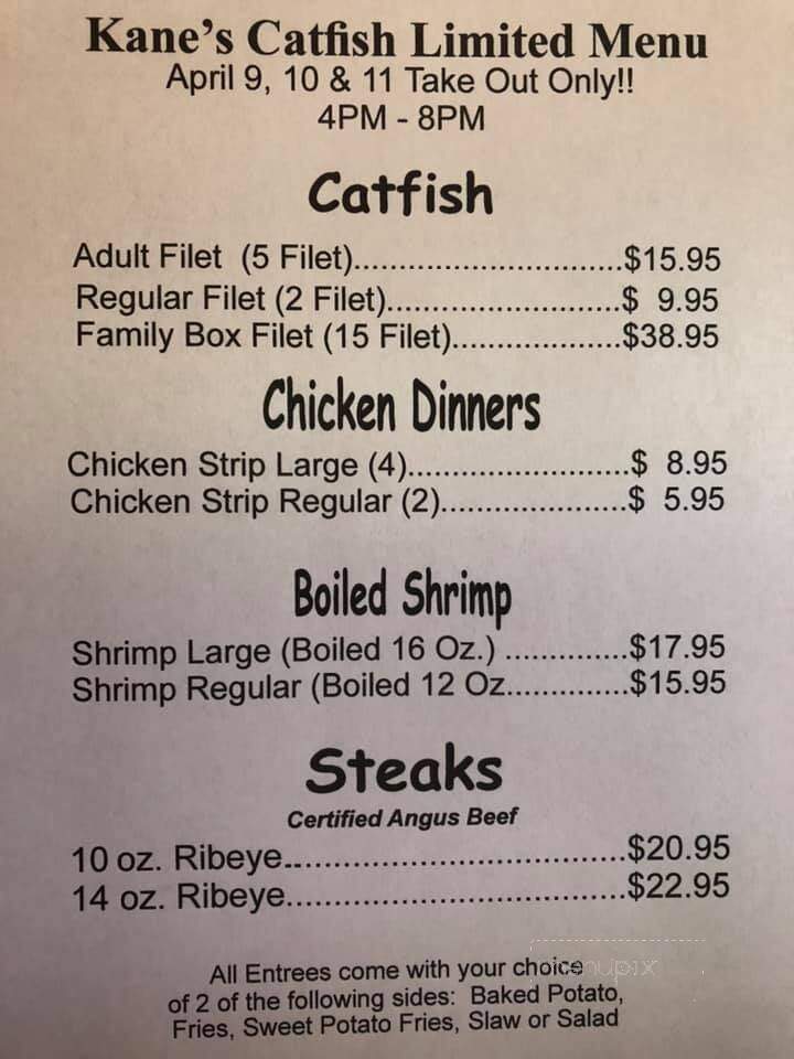 Kanes Seafood Steakhouse - Columbia, MS menu_pic
