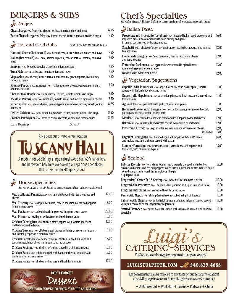 Luigi's Italian Restaurant - Culpeper, VA