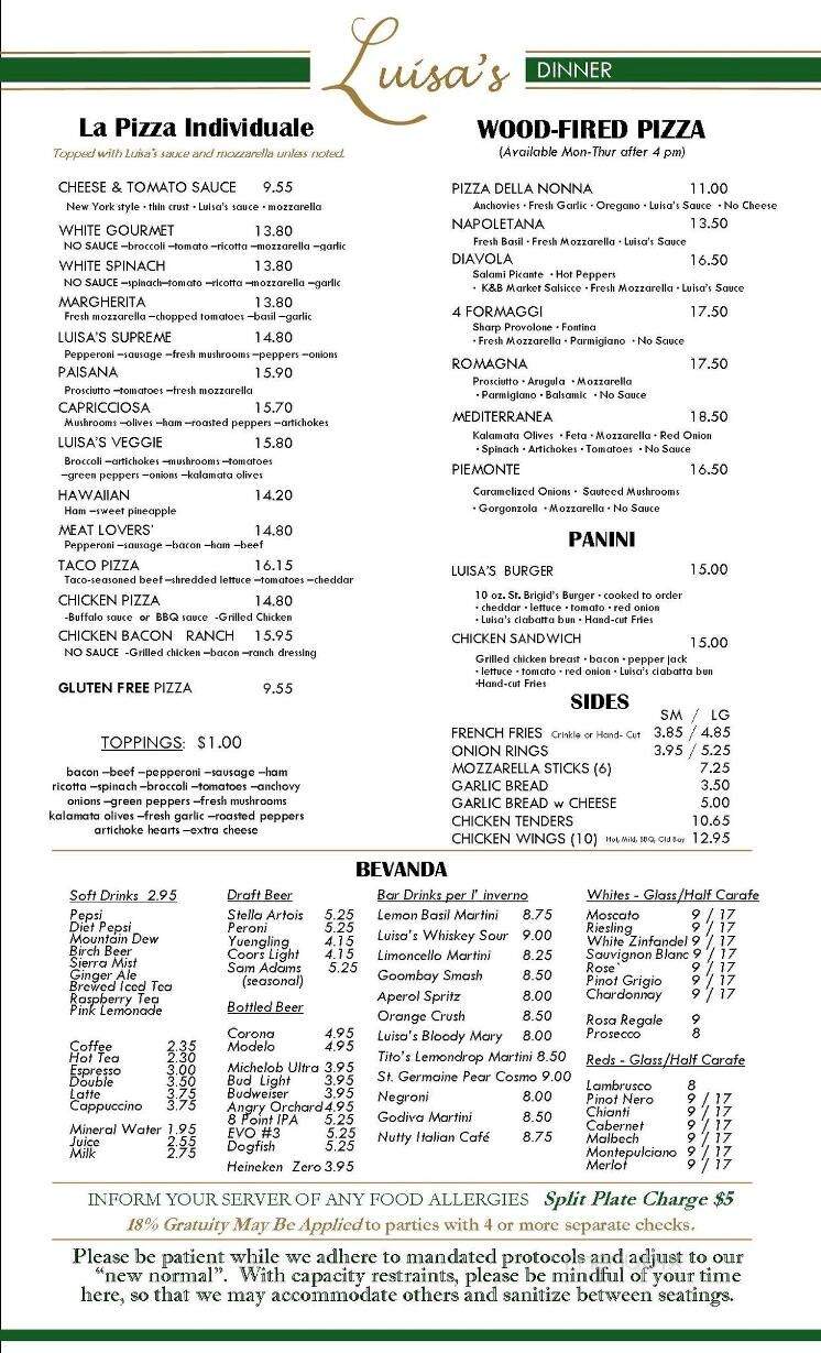 Luisa's Cafe - Chestertown, MD menu_pic