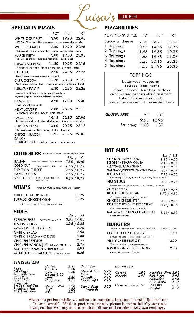 Luisa's Cafe - Chestertown, MD menu_pic