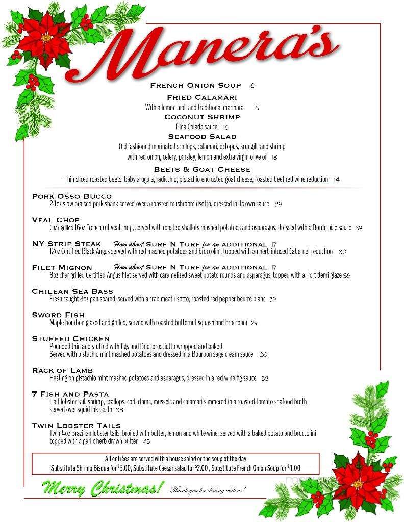 Manera's Restaurant - Brick, NJ menu_pic