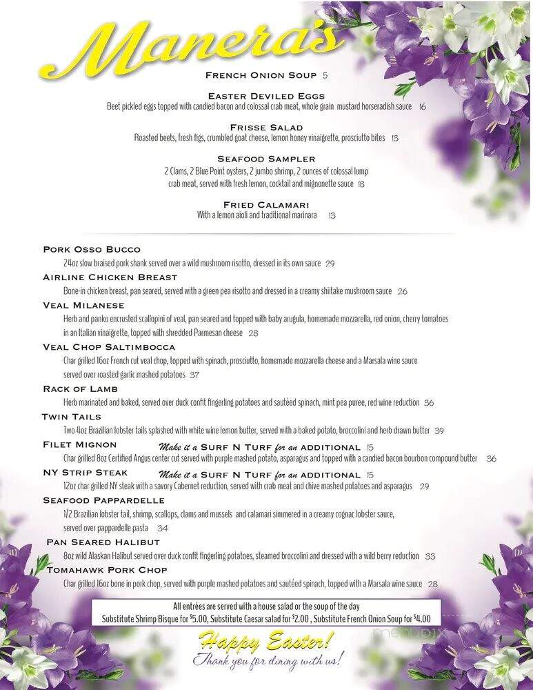 Manera's Restaurant - Brick, NJ menu_pic