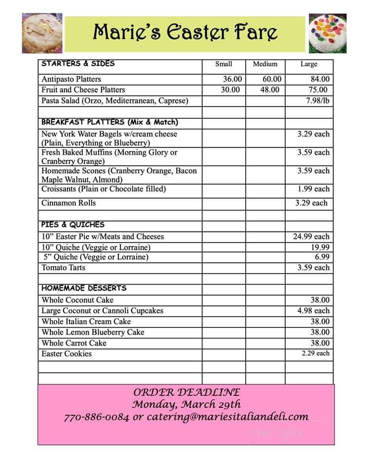 Marie's Italian Deli, Bakery & Market - Cumming, GA menu_pic