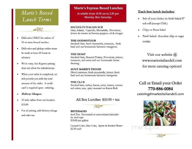 Marie's Italian Deli, Bakery & Market - Cumming, GA menu_pic