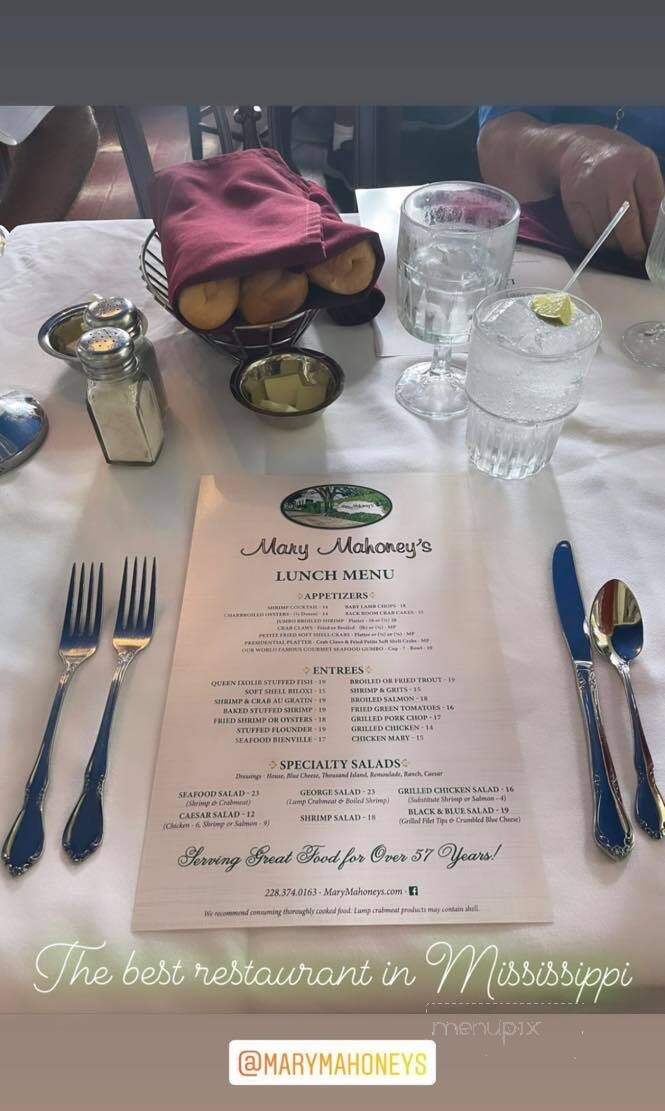 Mary Mahoney's Old French House - Biloxi, MS menu_pic