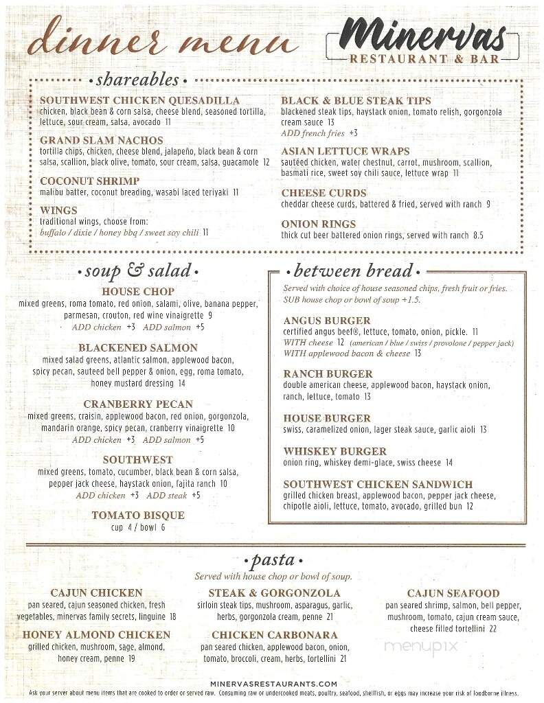 Minerva's Restaurant & Bar - Aberdeen, SD menu_pic