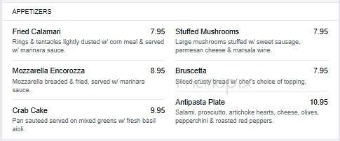 Nazzaro's Italian Cuisine - St Simons Island, GA menu_pic