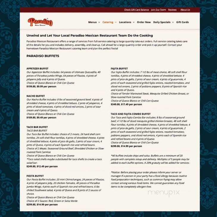 Paradiso Mexican Restaurant - Bismarck, ND menu_pic