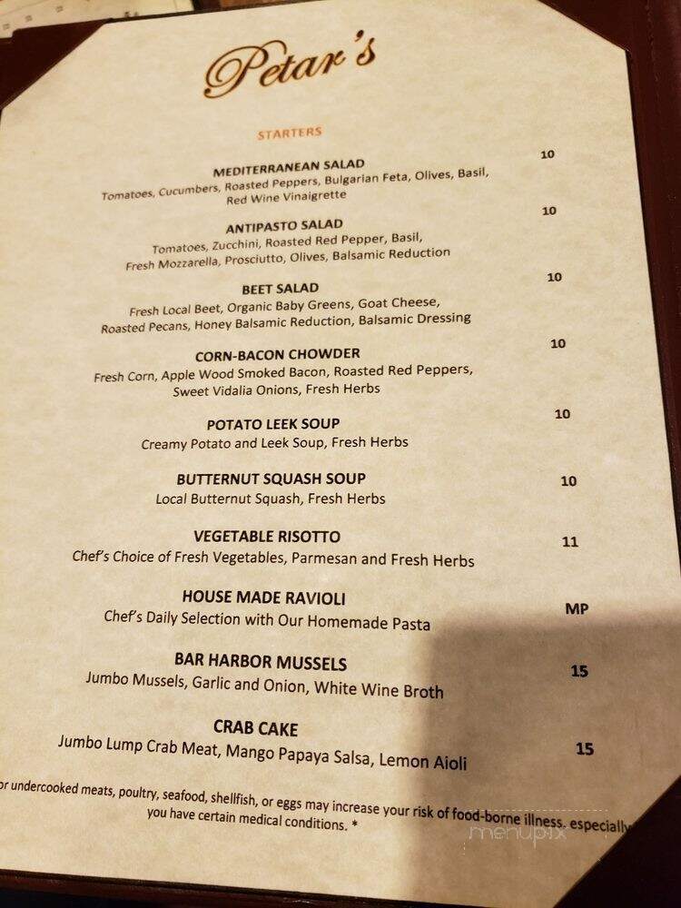 Petar's Restaurant - Bonita Springs, FL menu_pic