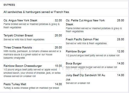 Rainbow Lodge - Soda Springs, CA menu_pic