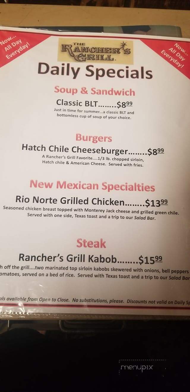 Ranchers Grill - Deming, NM menu_pic