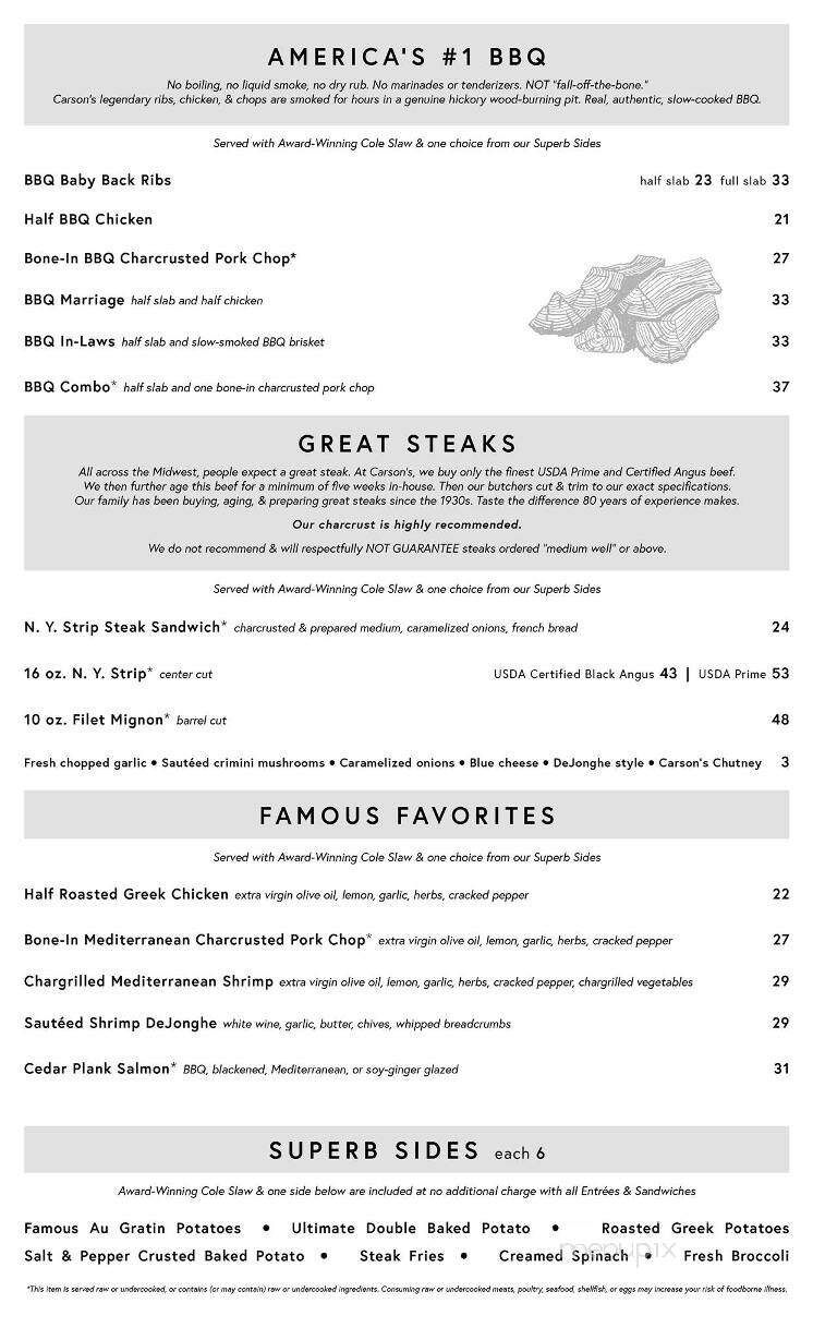 Carson's Ribs - Deerfield, IL menu_pic