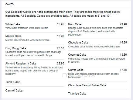 Savoia Pastry Shoppe - Rochester, NY menu_pic