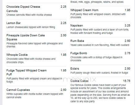 Savoia Pastry Shoppe - Rochester, NY menu_pic