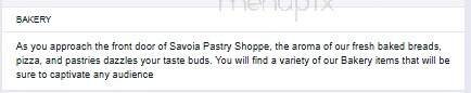Savoia Pastry Shoppe - Rochester, NY menu_pic