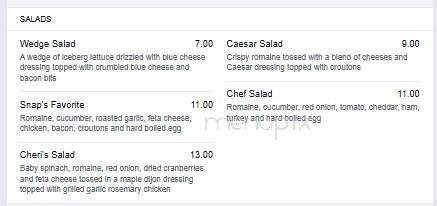 Snap's Restaurant - Bristol, VT menu_pic