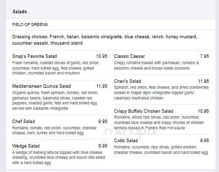 Snap's Restaurant - Bristol, VT menu_pic