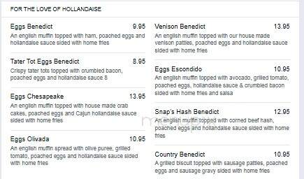 Snap's Restaurant - Bristol, VT menu_pic