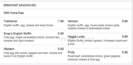 Snap's Restaurant - Bristol, VT menu_pic