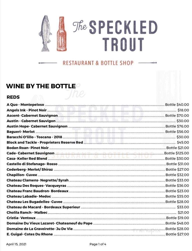 Speckled Trout Cafe - Blowing Rock, NC menu_pic