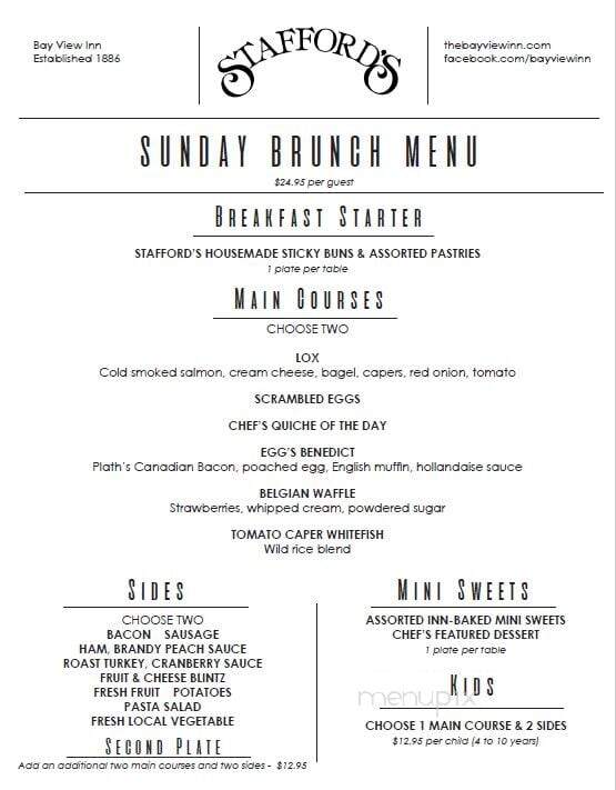 Stafford's Bay View Inn - Bay View, MI menu_pic