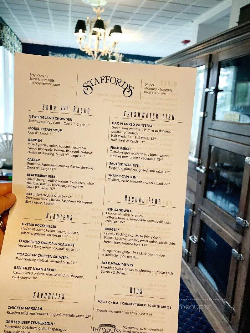 Stafford's Bay View Inn - Bay View, MI menu_pic