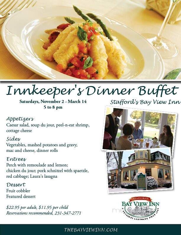 Stafford's Bay View Inn - Bay View, MI menu_pic