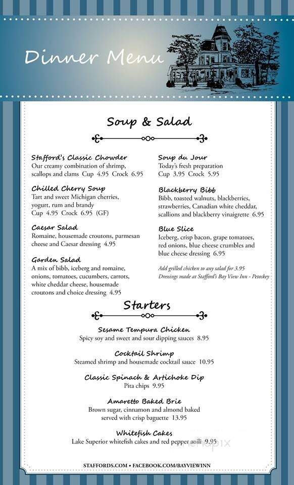 Stafford's Bay View Inn - Bay View, MI menu_pic
