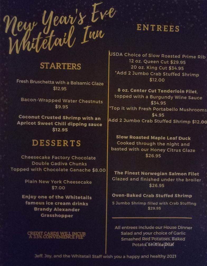 Whitetail Inn - Saint Germain, WI menu_pic
