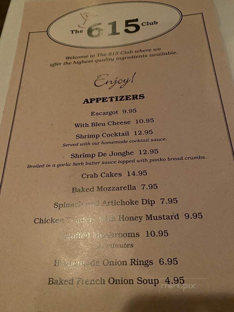 615 Club - Beloit, WI menu_pic