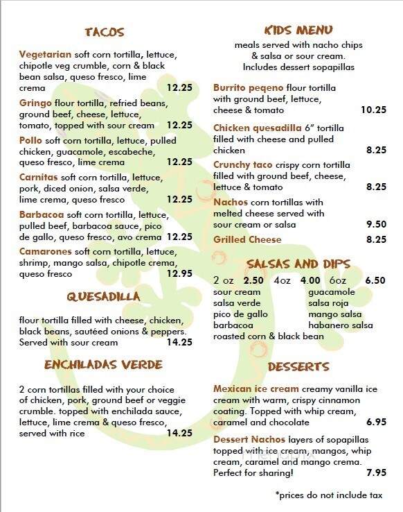 The Lazy Gecko - Sooke, BC menu_pic