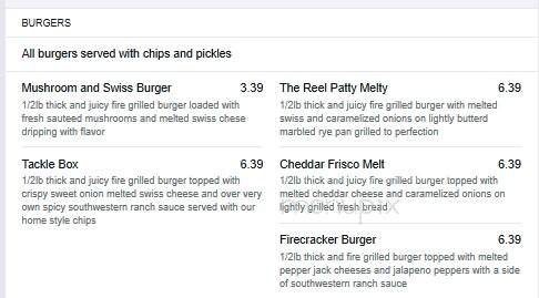 Reel Inn - Necedah, WI menu_pic
