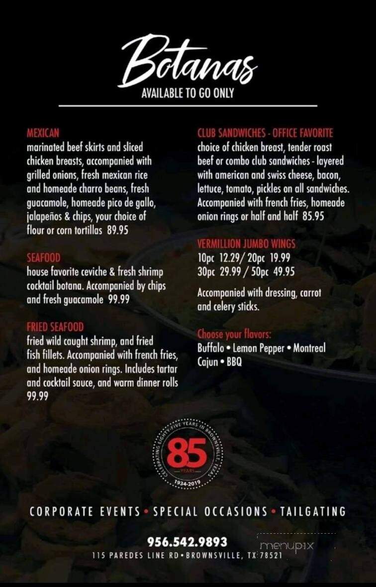 Vermillion Restaurant & Wtrng - Brownsville, TX menu_pic