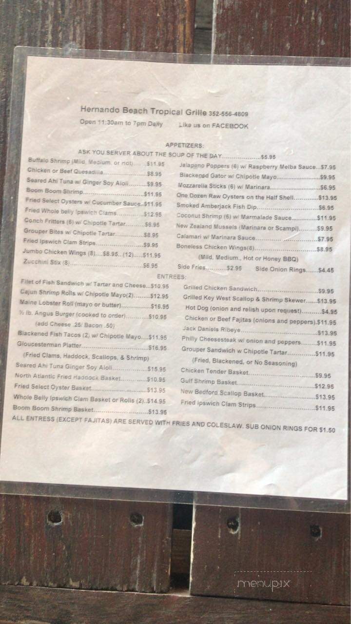 Hernando Beach Tropical Grille - Hernando Beach, FL menu_pic