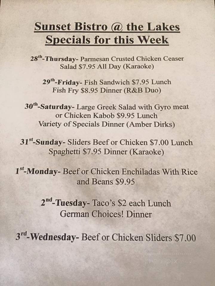 The Sunset Bistro at the Lakes - Peoria, AZ menu_pic
