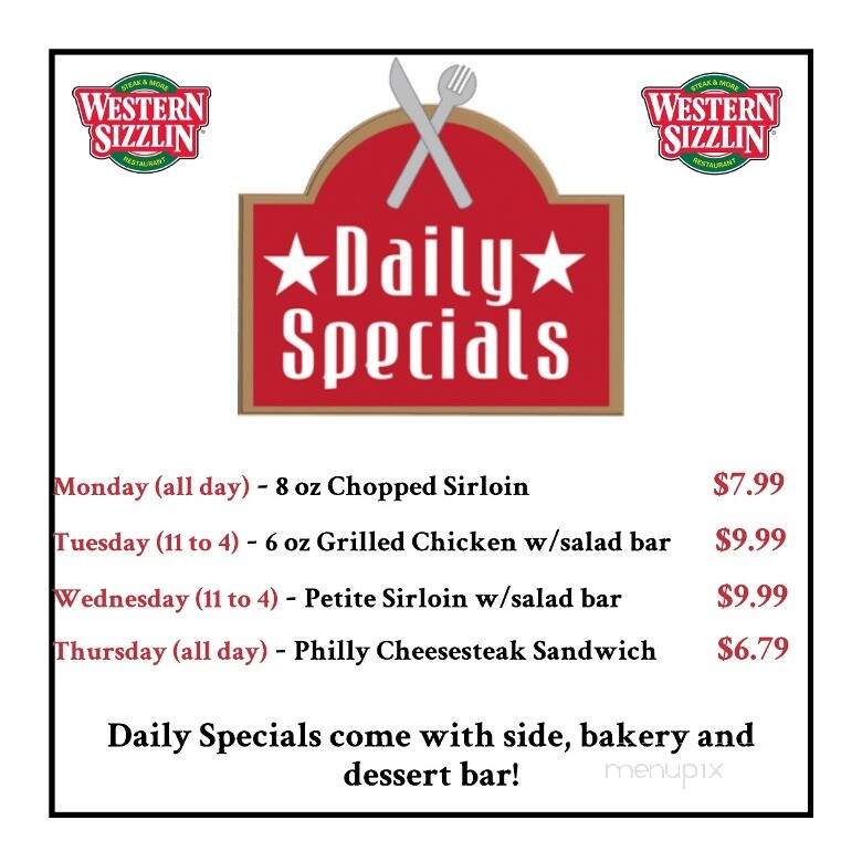 Western Sizzlin Steak & More - Athens, TN menu_pic