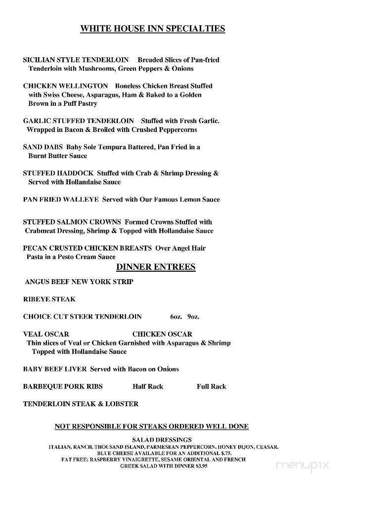 White House Inn - Butte Des Morts, WI menu_pic