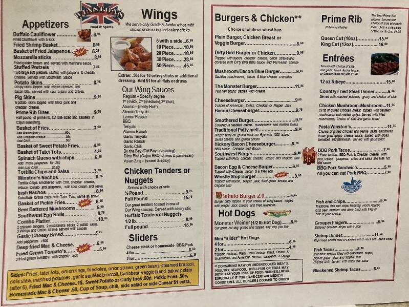 Winston's Food & Spirits - Marietta, GA menu_pic